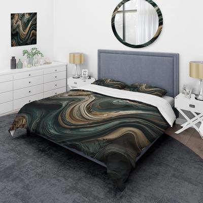 DESIGN ART "Designart ""Wave Twist Abstract Artwork"" Grey Modern - Bedding Set With Shams"
