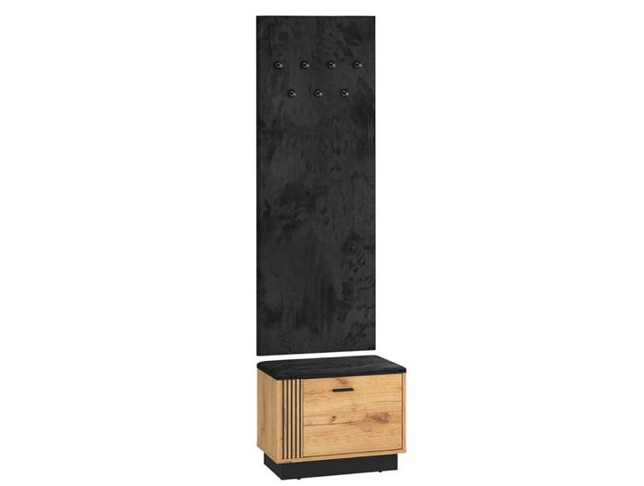 Meuble entrée porte-manteau et banc façade mdf marron