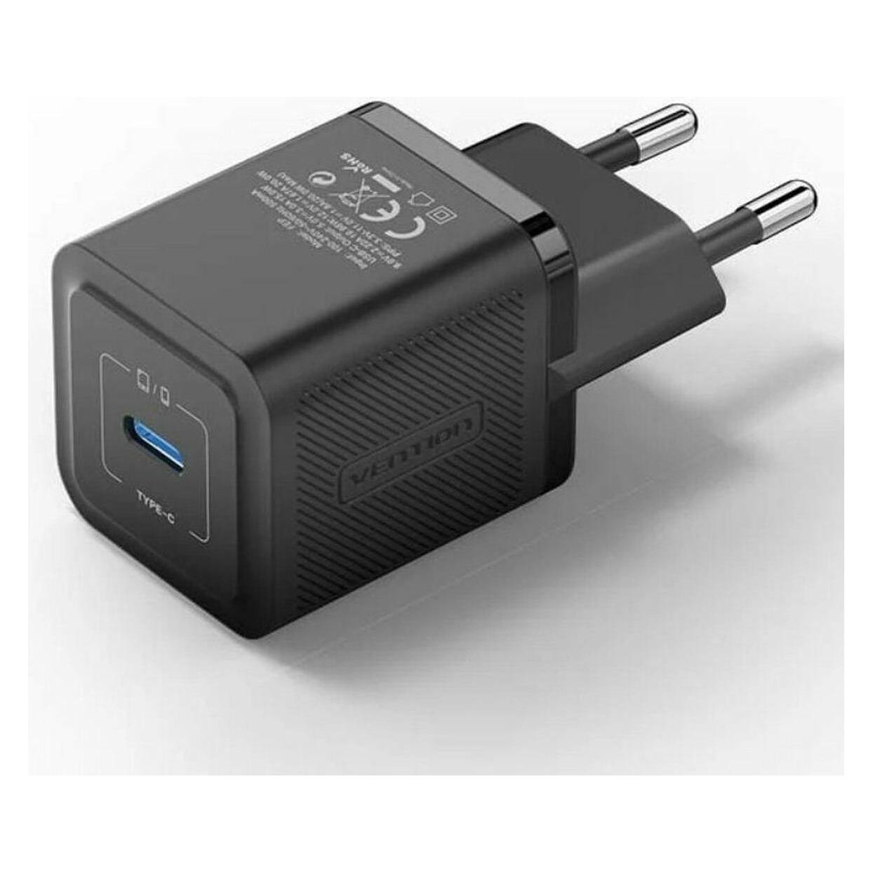 Vention Wall charger,, FEPB0-EU, USB-C, 20W, GaN (black) (20 W, 1 Port) (FEPB0-EU)