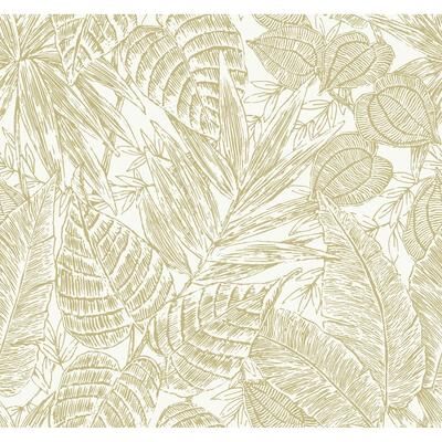 Scott Living Brentwood Yellow Palm Leaves Wallpaper