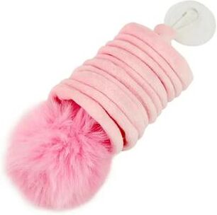 Uplift Essentials Suction Cup Spring Teaser Hands Free Interactive Bunny Fur Pounce Toy pink