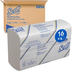 Scott Papierhandtücher Slimfold 5856, 1-lagig, Interfold-Falz, weiß, Recyclingpapier, 19 x 29,5cm, 1760 Stück