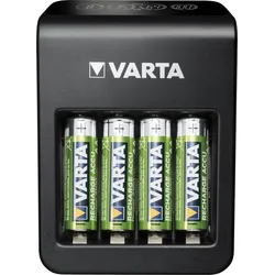 Varta Batterieladegrät LCD Plug Charger+ inklusive 4 Akkus AA Packung mit 4 Stück