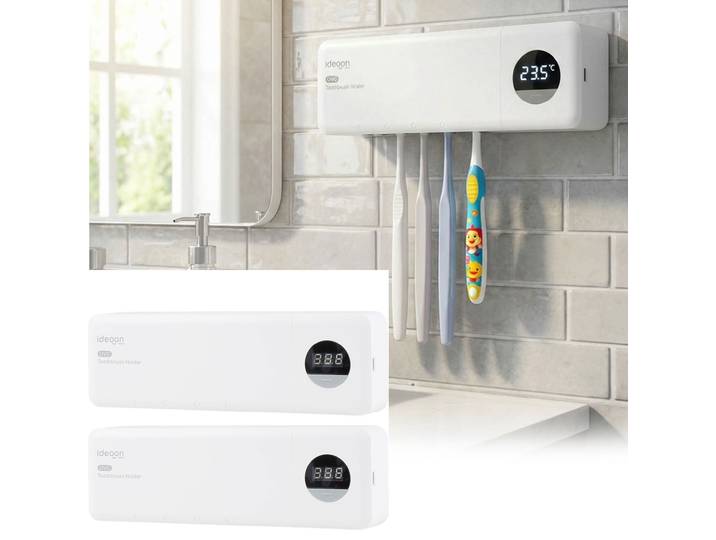 2er Set Zahnbürstenhalter mit UV-Sterilisation, 4 Steckplätze