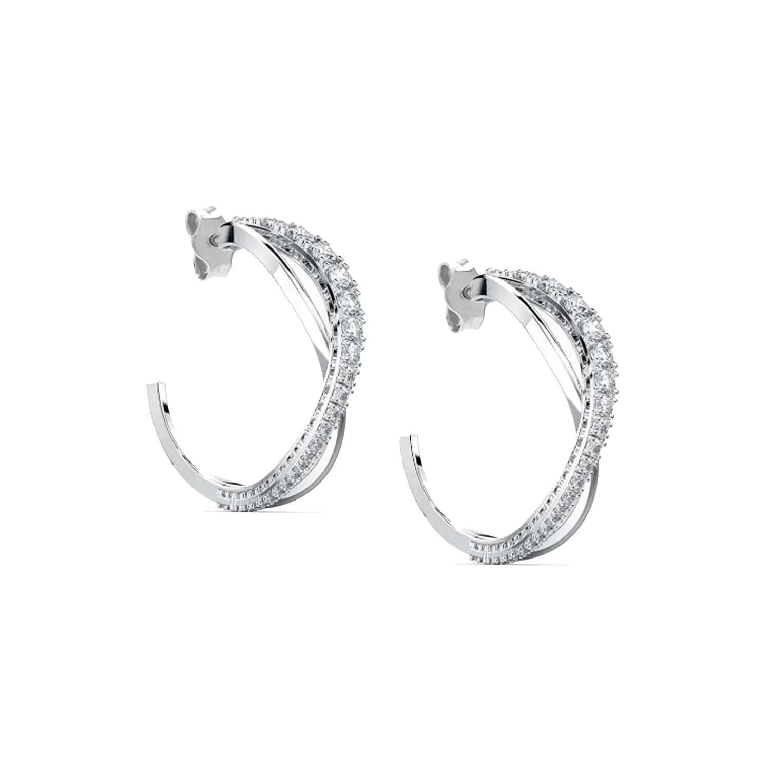Vrouwen Cross Hoepel Oorbellen in 925 Sterling Zilver BIPE026