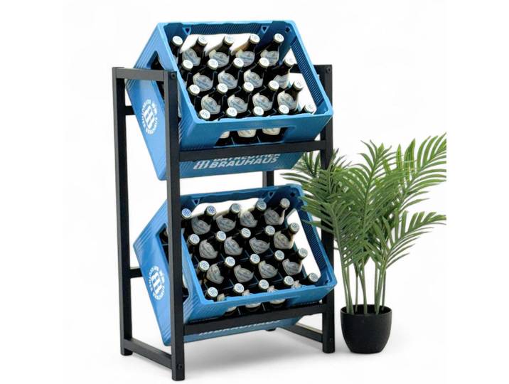 DanDiBo Getränkekistenregal 2 Kisten Schmal Metall Stehend 47 cm, Schwarz, 47x75x31 cm, Weinregale