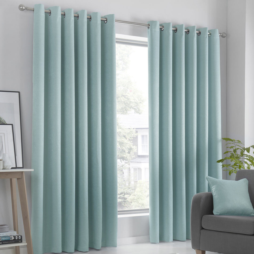Fusion Room Darkening Curtain Pair Blue Width 229 x Drop 275 cm