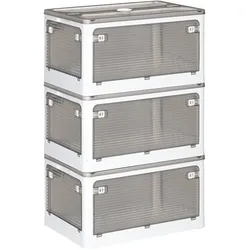 Joybos - Set mit 3 grauen faltbaren Aufbewahrungsboxen 55 l