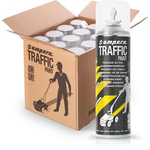 AMPERE Markierungsspray Traffic Paint, weiß, Langzeit, 12 Dosen je 500 ml