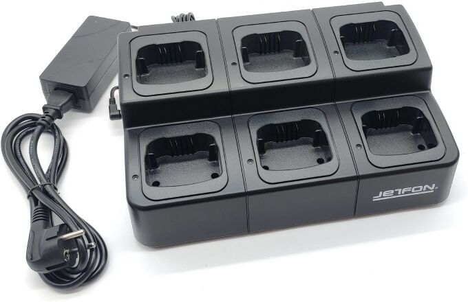 Jetfon multi M-420 Chargeur multiple pour 6 talkies-walkies Motorola XT420/460 et autres ou leurs batteries.