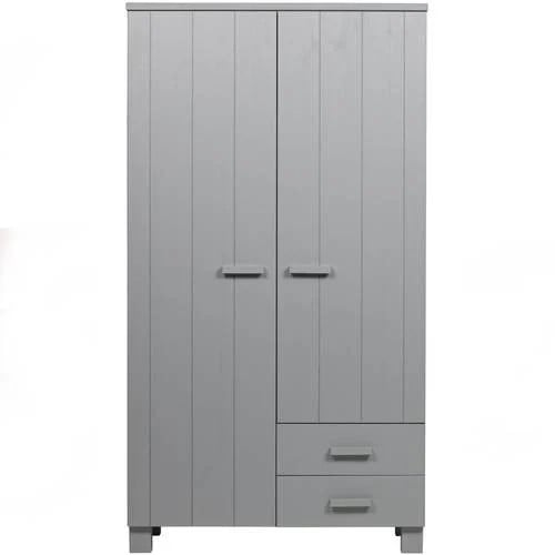 WOOOD Dennis Kast met Laden - Grenen en Grijs Staal - B/D/H: 202 x 111 x 55 cm