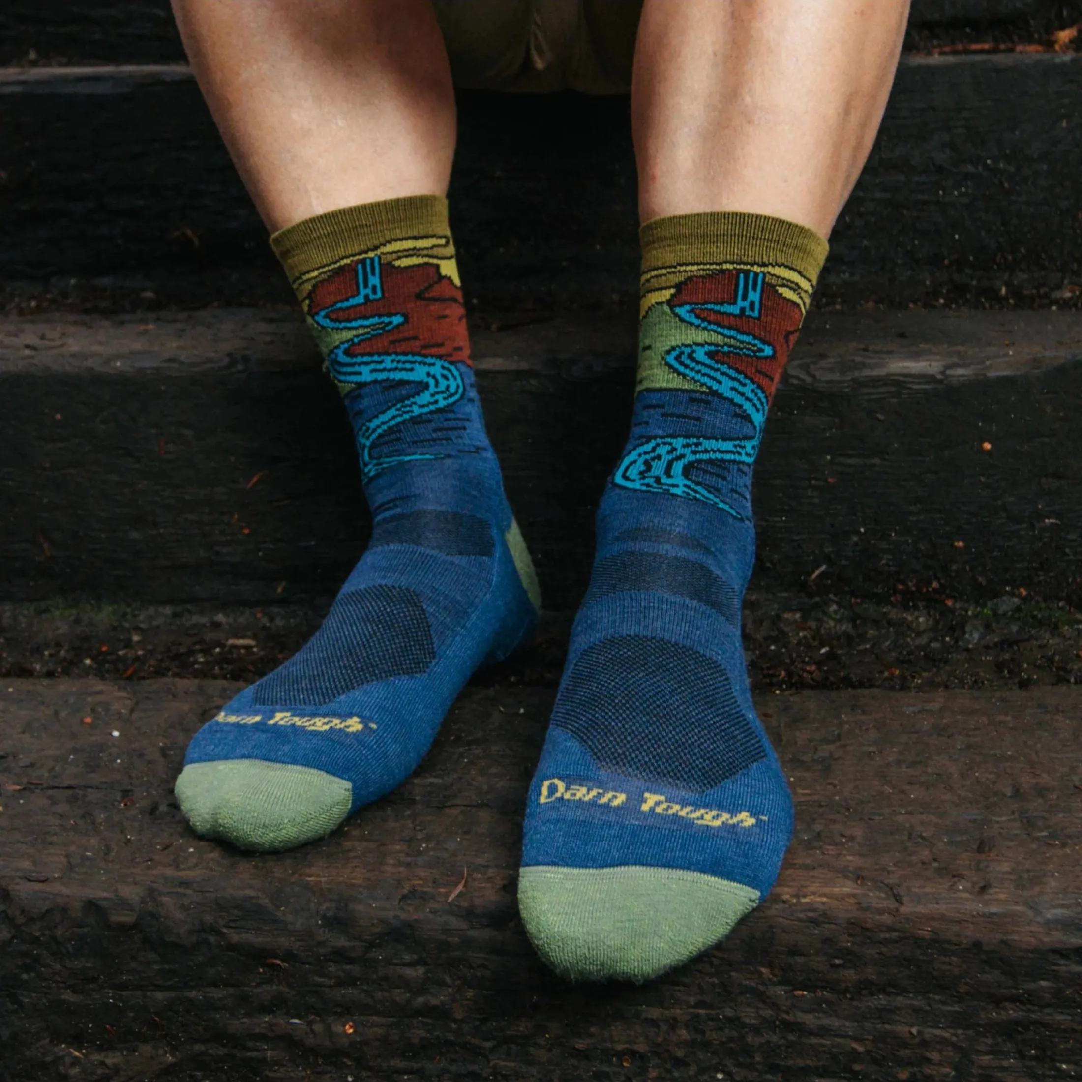 Darn Tough Chasing Waterfalls Micro Crew Lightweight Sokken Heren (Maat - M, Kleur - Denim)