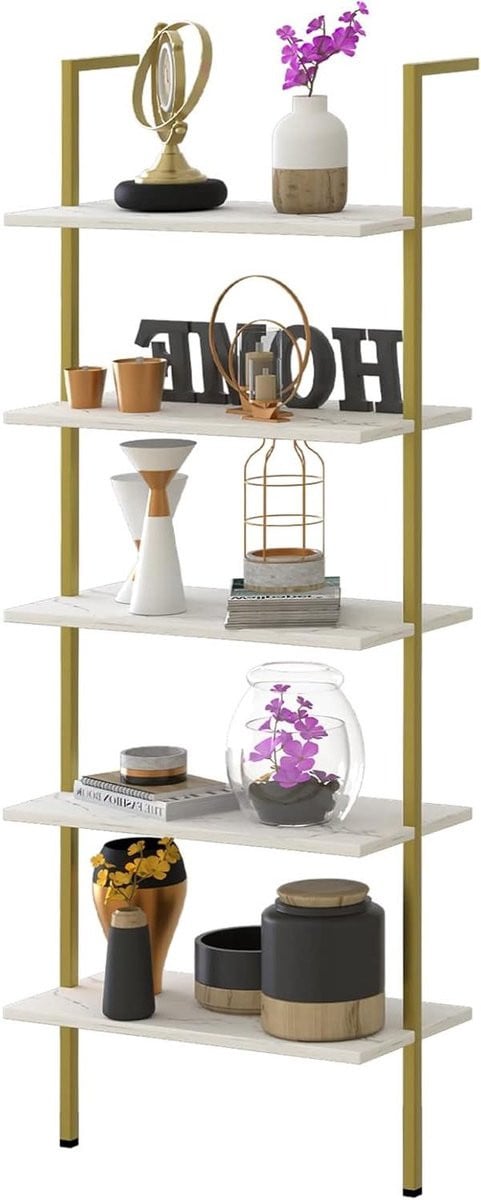 Wit marmeren ladder boekenplank voor wandmontage, Hoogte: 183 cm