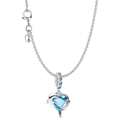 Pandora 28908 Damen-Kette Silber Geschenk-Set Blaue Muranoglas Delfine