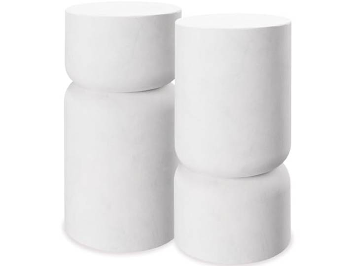 tectake® 2er Set runder Couchtisch weiß, Beistelltisch rund, Aesthetic Room Decor, Moderne Möbel für Wohnzimmer, Schlafzimmer, als Coffee Table, Side Table oder Nachttisch