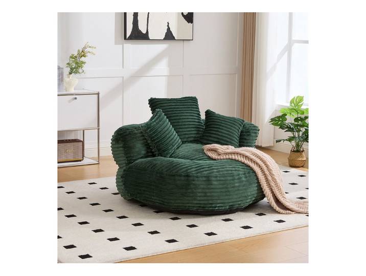 i@home Sitzsack Cord‑Sitzsack, bequemer Liegesessel mit hoher Rückenlehne und 3 Kissen (Set, 1 St., Sitzsack), strapazierfähiger Sitzsack Sessel für Erwachsene und Kinder,Dunkelgrün