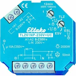Eltako Treppenlichtzeitschalter, elektronisch mit Ausschaltvorwarnung, 250VAC, 3- und 4-Leiter-Schaltung, 230V/AC, flackern, nachschaltbar + Dauerlicht + Zei