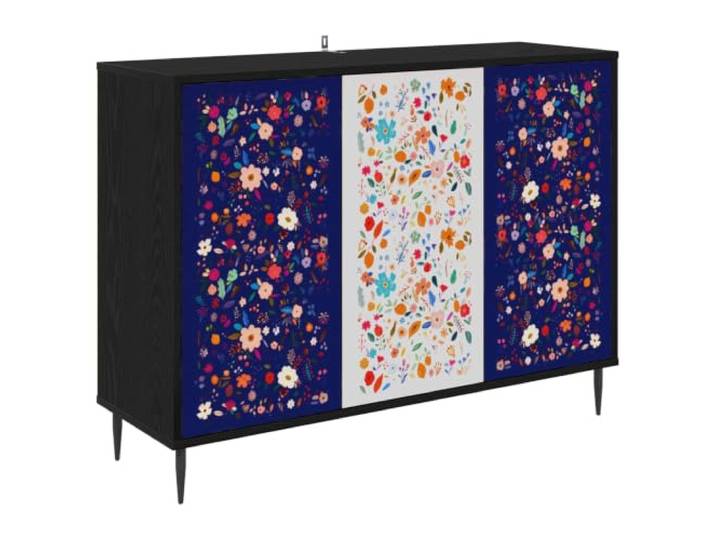 Kaorsrow Sideboard Mainz Anrichte mit 3 Türen Schwarz Eichen-Optik 102cm Stilvoller Kommodenschrank für Wohnzimmer und Flur aus robustem Holzwerkstoff mit 3 Türen und viel Platz.
