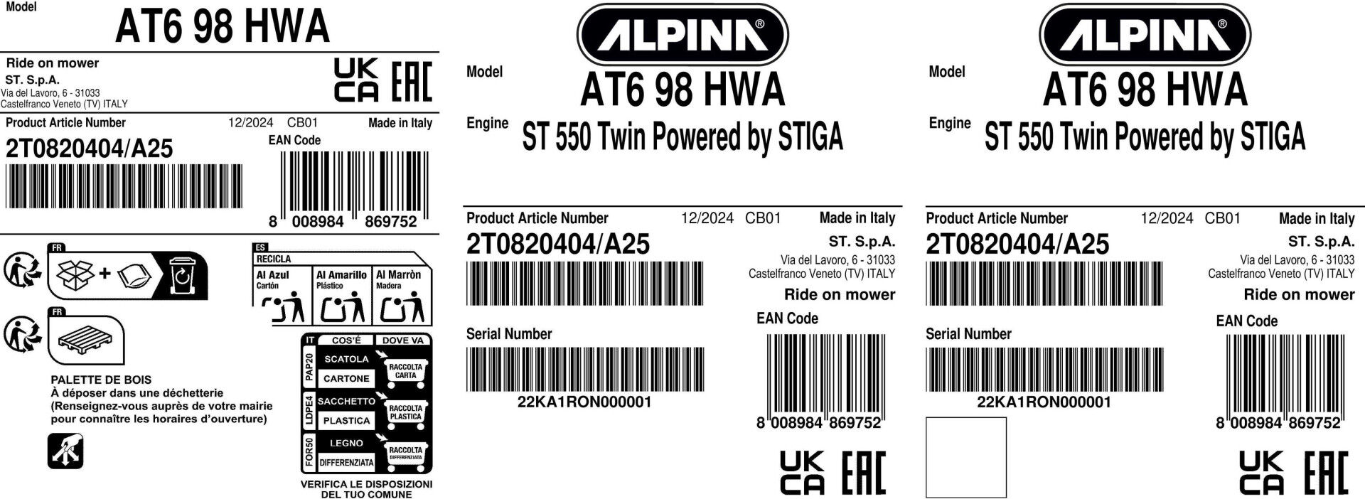 Alpina GGP Alpina Rasentraktor AT6 98 HWA 98 cm Schnittbreite Zweizylinder Motor inkl. Mulchfunktion
