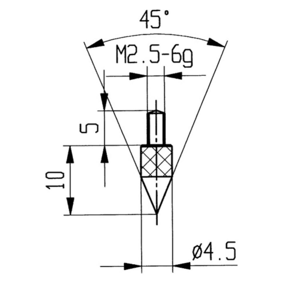 Käfer Messeinsatz 45° Kegel M2,5 Stahl passend zu Messuhren (62010)