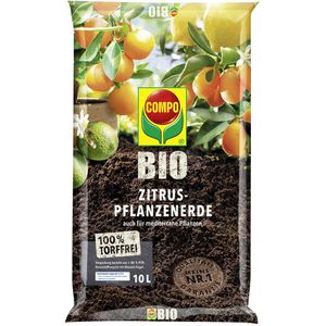 Compo Blumenerde  Bio Zitruspflanzenerde, für Zitruspflanzen, torffrei, mit Dünger, 10 Liter
