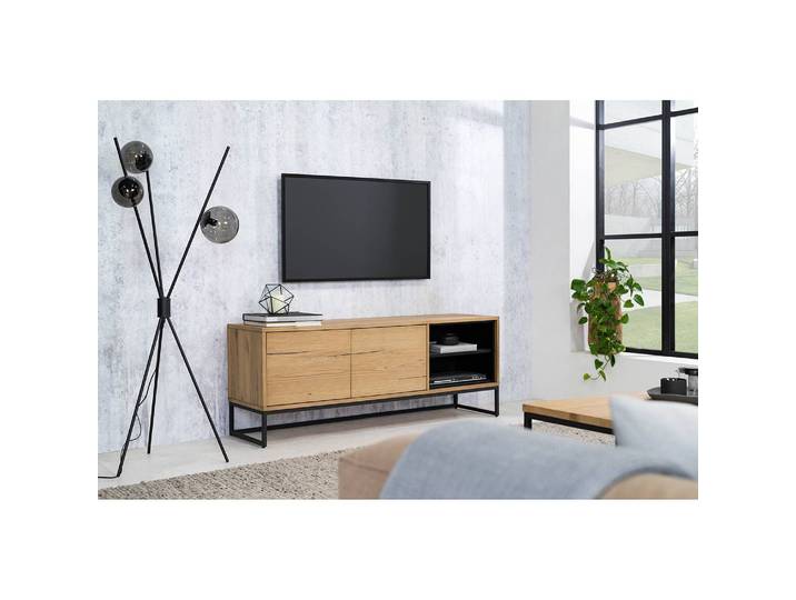 TV-Lowboard II Front & Korpus: MDF Mitteldichte Holzfaserplatte , furniert & geölt Gestell: Metall, lackiert Braun 160 x 60 x 42cm
