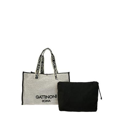 Tragetasche GATTINONI "Jane Raffia Large Shopping Bag Damen", Damen, Gr. B/H/T: 17cm x 35cm x 17cm onesize, schwarz (sanftes weiß, schwarz), Baumwolle, Polypropylen, Taschen, Tragetasche Damen, Shopper, Strandtasche, Fashion, Lifestyle, Sale