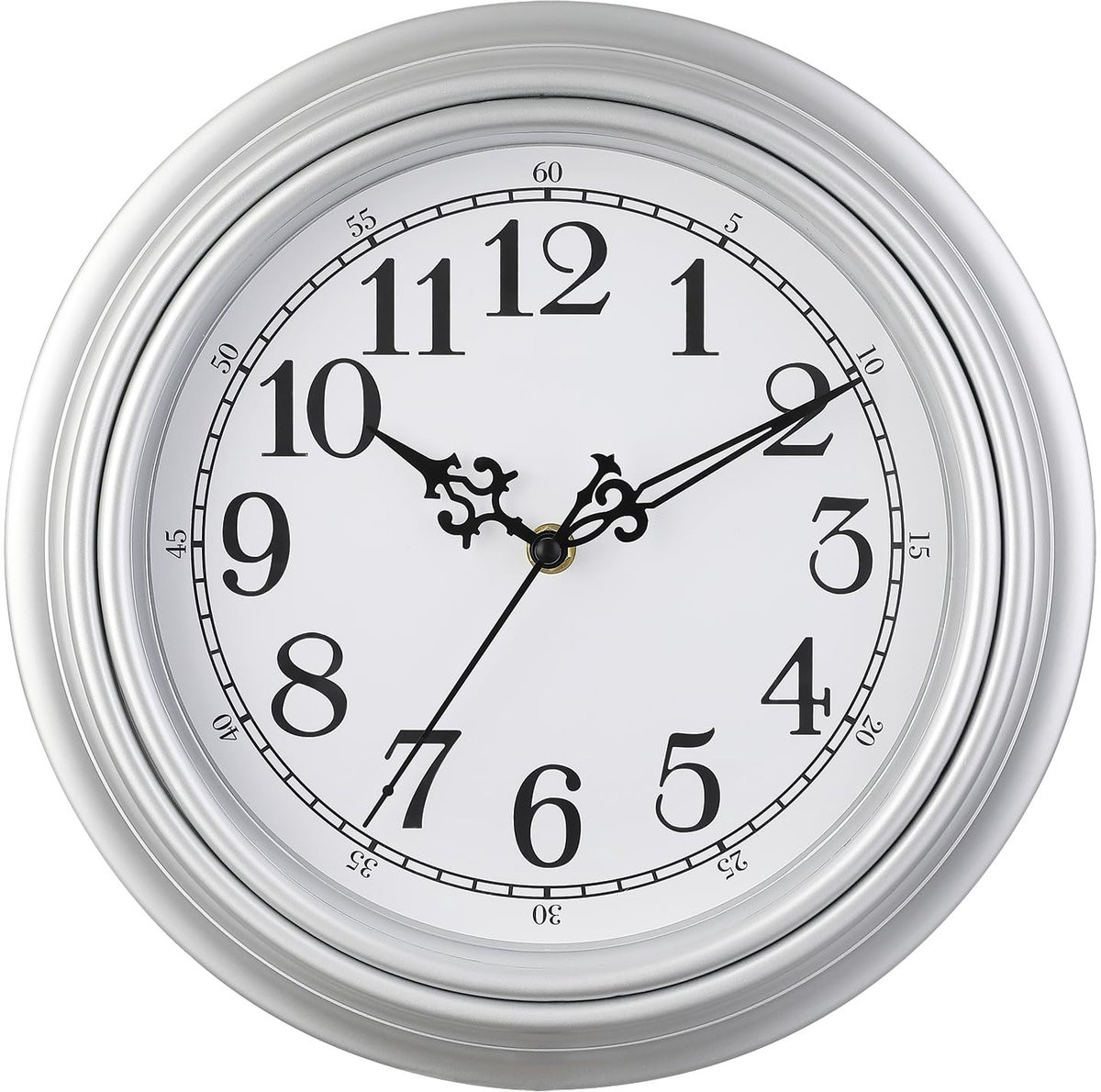 Plumeet Retro Wandklok - Zilver - Rond - Stille Analoge Klok - Diameter: 30 cm