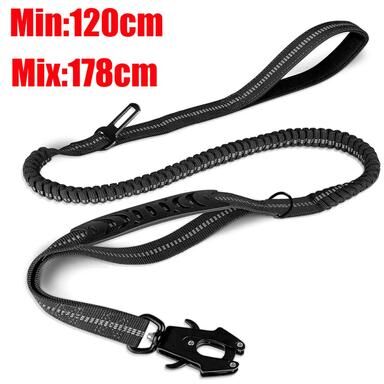 Inspire Essentials Reflective Tactical Bungee Dog Leash With Car Seatbelt For Large Dogs c