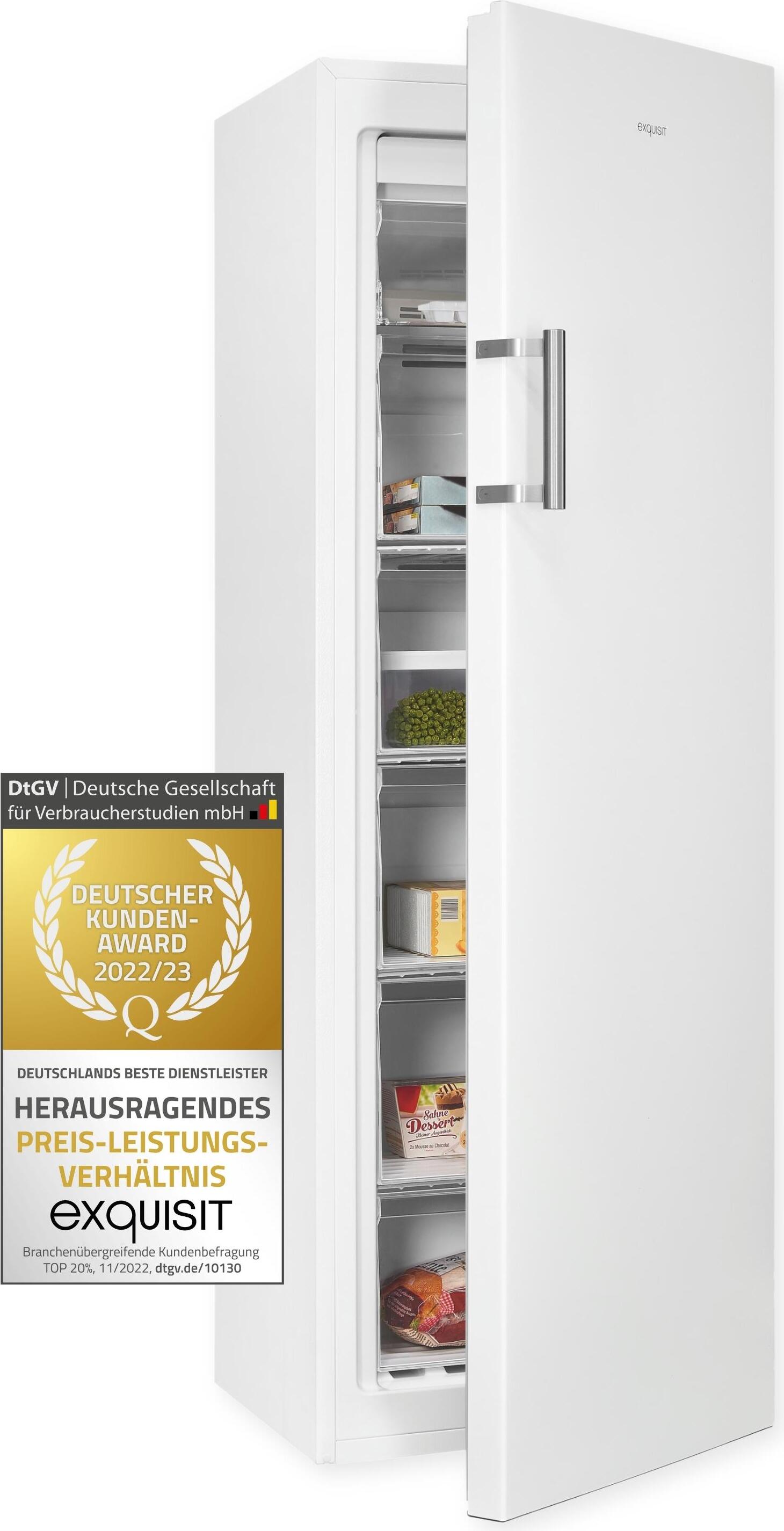 Exquisit Gefrierschrank GS271-NF-H-010D weiss | Nutzinhalt: 194 L | Alarm | NoFrost | 4* Gefrieren