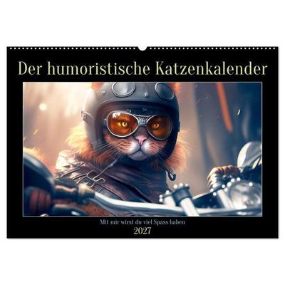 Der humoristische Katzen Kalender (Wandkalender 2027 DIN A2 quer), CALVENDO Monatskalender