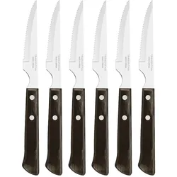 Tramontina Steak-/Pizzamesser, Spanish Style, Edelstahl, Holzgriff FSC, spülmaschinenfest, 6 Stück