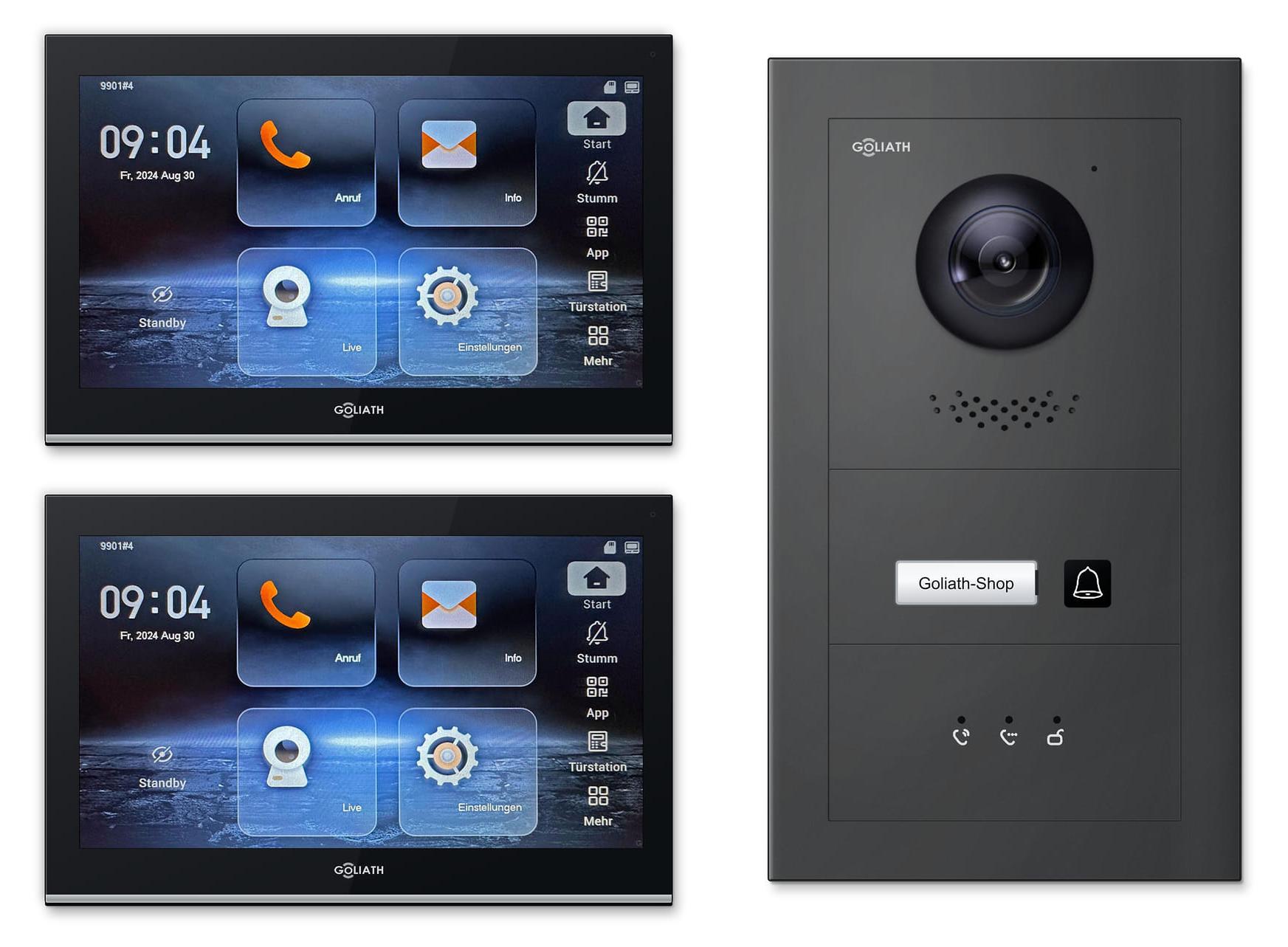 Goliath Premium IP GL-IPH101A.4 Video-Türsprechanlage, 1 Familie, 2× 10 Zoll Schwarz, Anthrazit, Unterputz