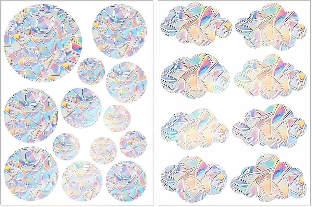 21 stuks zonnevanger raamstickers met regenboogfolie