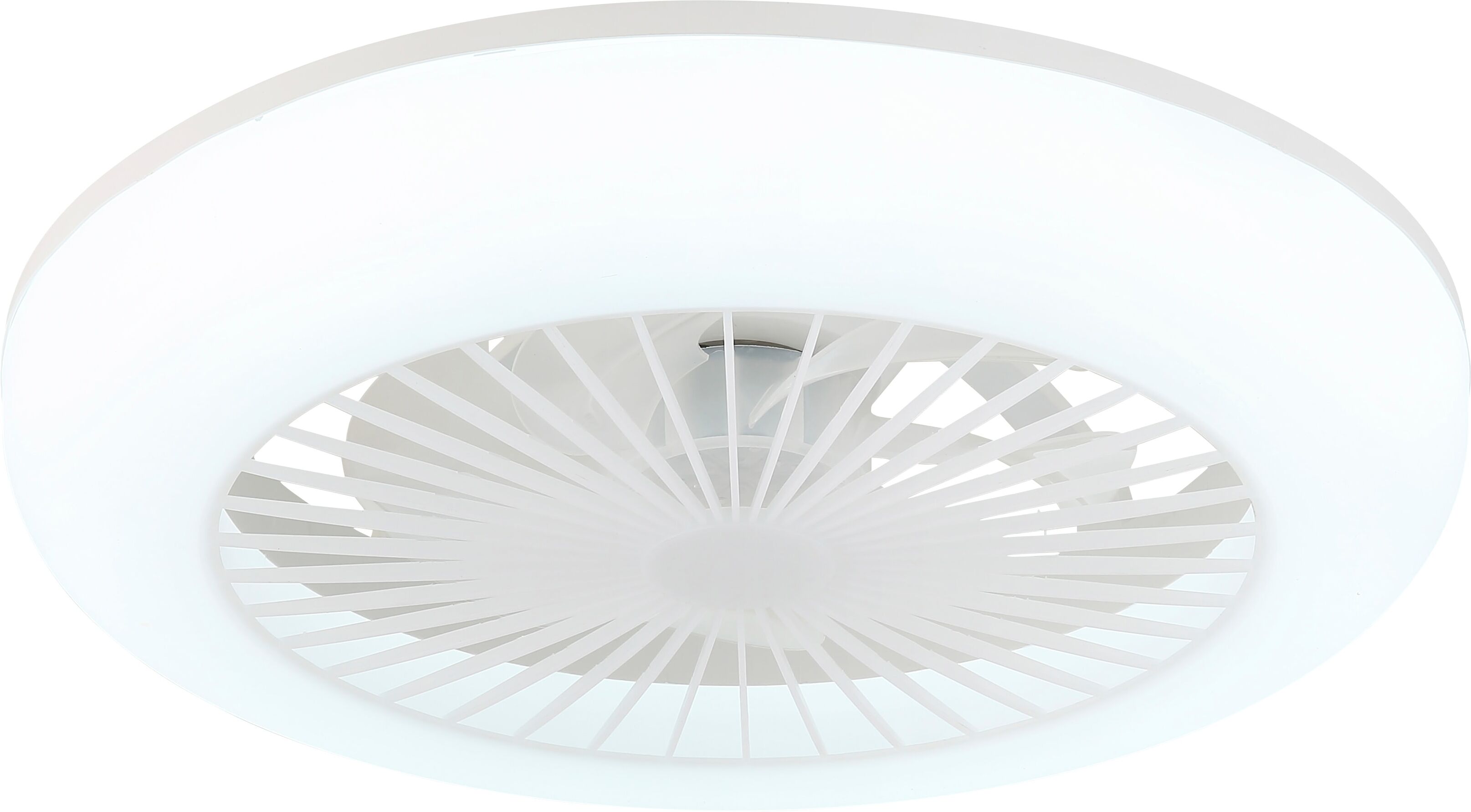 GLOBO LIGHTING Deckenleuchte "FERRELL", weiß (weiß matt), 1, Ø 45cm H: 14cm, 1 Stk., Leuchten, Deckenventilator mit LED, dimmbar, smart & energiesparend, Deckenleuchte