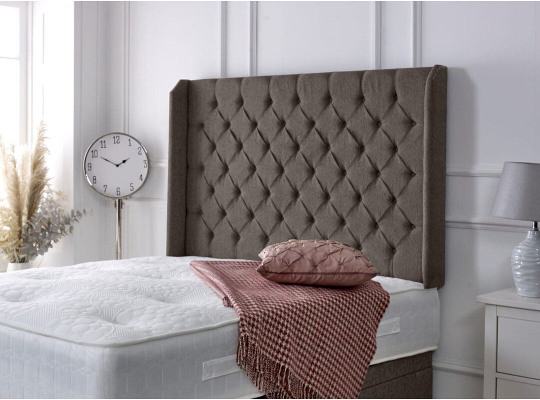 Mercer41 Upholstered Headboard Charcoal Chenille Small Double (4')