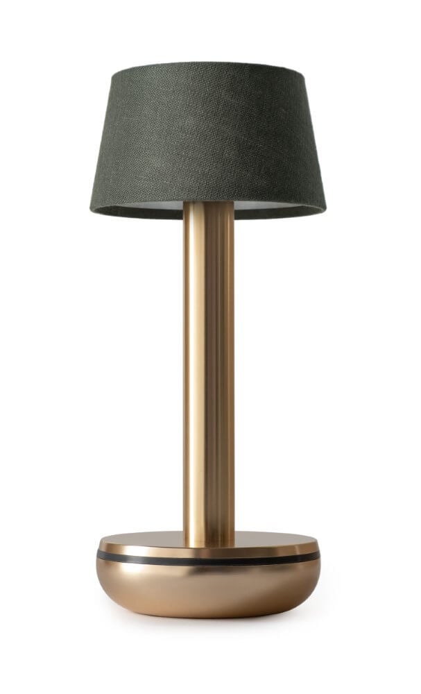 Humble Oplaadbare tafellamp Two Gold Emerald linnen in goud/messing en groen