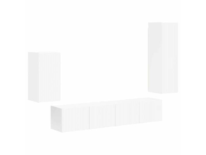 Roanoer TV-Schrank Set Wandmontiert 4-Teilig Weiß Holzwerkstoff Elegante Hängeschränke mit viel Stauraum für Mediaplayer im Wohnzimmer oder Schlafzimmer, zeitlos und platzsparend.