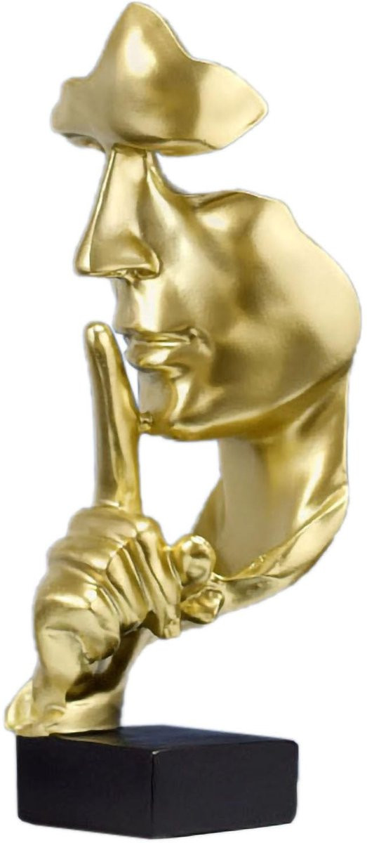 Omgoods Denker Standbeeld van Synthetische Hars in Goud voor op tafel