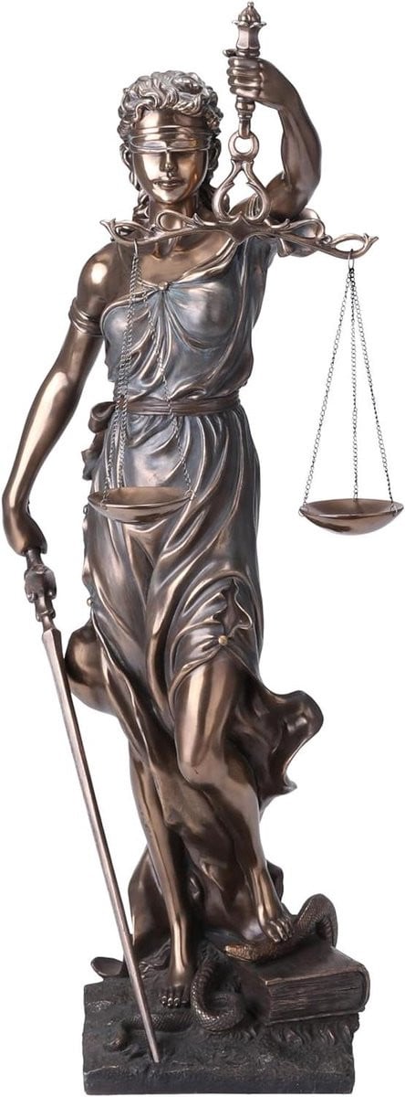 Bronskleurig Godin van Justitie Beeld - Themis Figuur voor Kantoor Decoratie