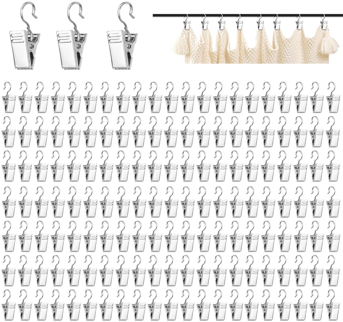 Dailygoods Haakclip 150 stuks - Roestvrij staal - Multifunctionele gordijnclips voor decoratie