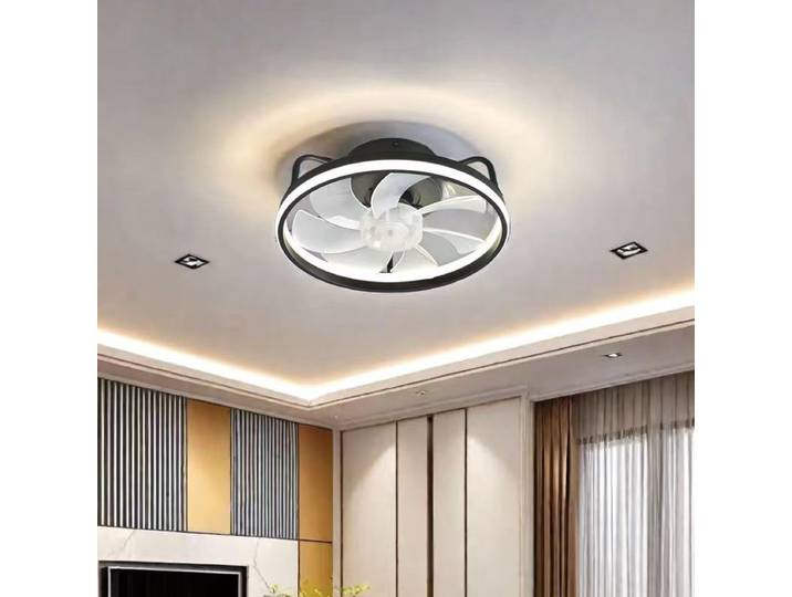 Ventilateur de plafond 55W avec lumière, ventilateur de plafond LED avec télécommande, ventilateur électrique avec lampe LED pour les pièces de la maison, la chambre à coucher, 34 cm