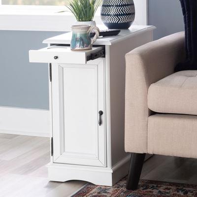Linon Home Decor Products Shiloh Chairside Storage Table White , White