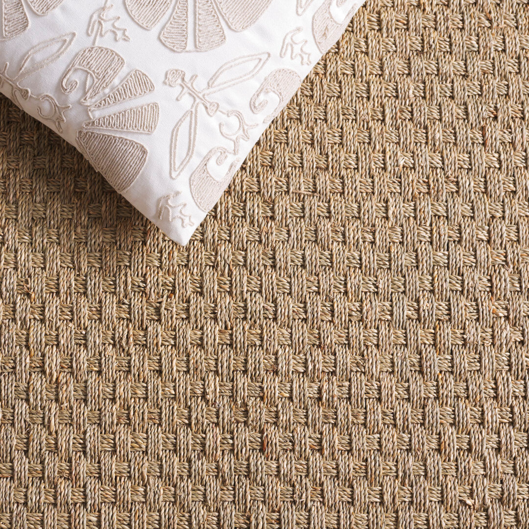 Highland Dunes Delapena Natural Fiber Seagrass Rug Natural/Beige Round 213 cm