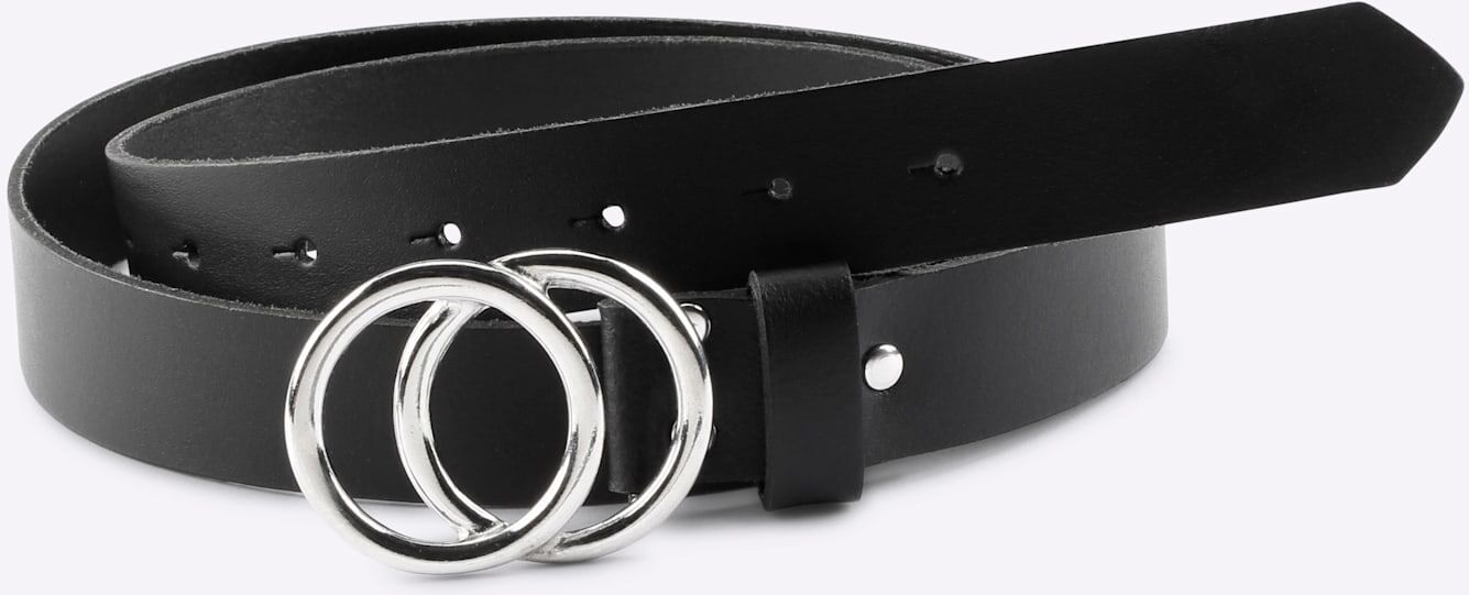 Ledergürtel HEINE, Damen, Gr. 115, schwarz, Gürtel Ledergürtel schwarz 115