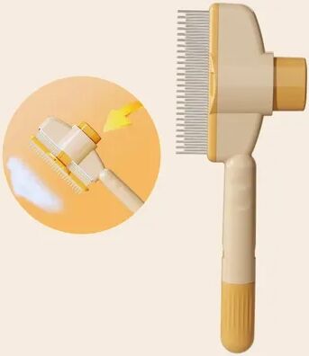 Universal Stock Self Cleaning Pet Brush For Dogs & Cats One Click Dog Grooming Brush With Massage Pins yellow