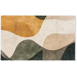 FUSSMATTE Formen - Ockergelb - Abstrakt Flurteppich 150x90 cm
