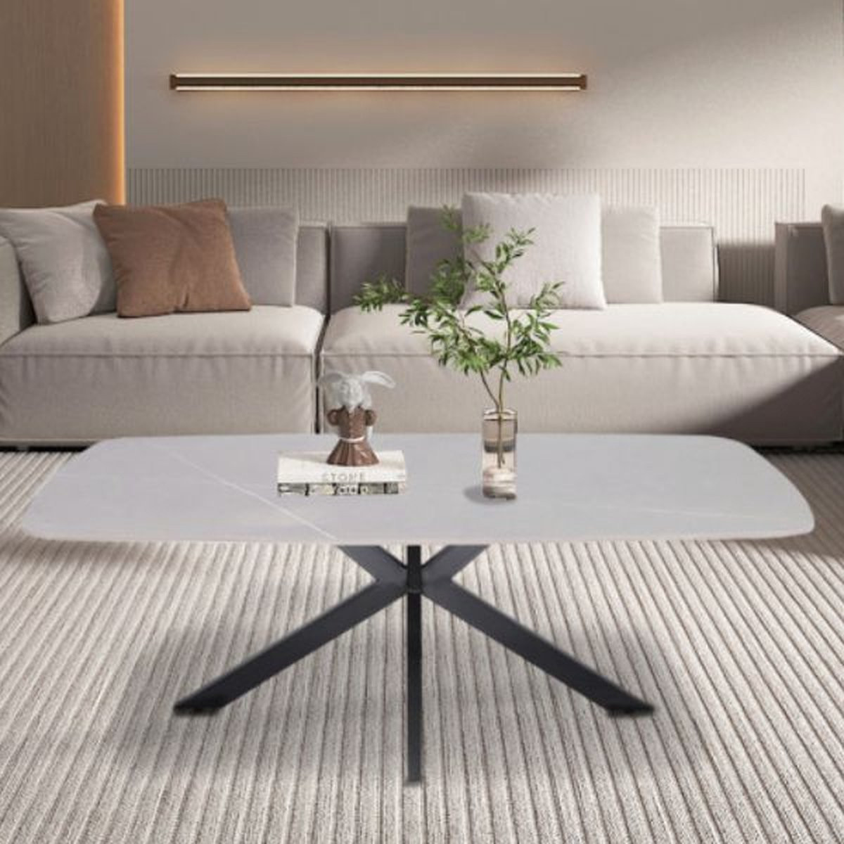 Salontafel Apollo Rousseau Deens Ovaal Steen Grijs Mat 130 cm