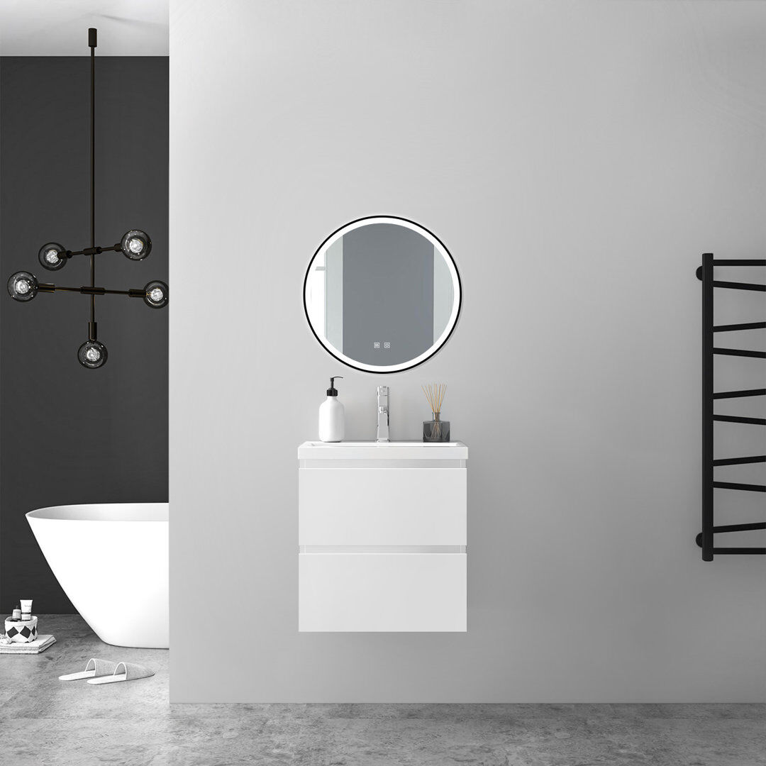 Metro Camy Vertical Black Framed Round Mirror Black 80cm x 80cm