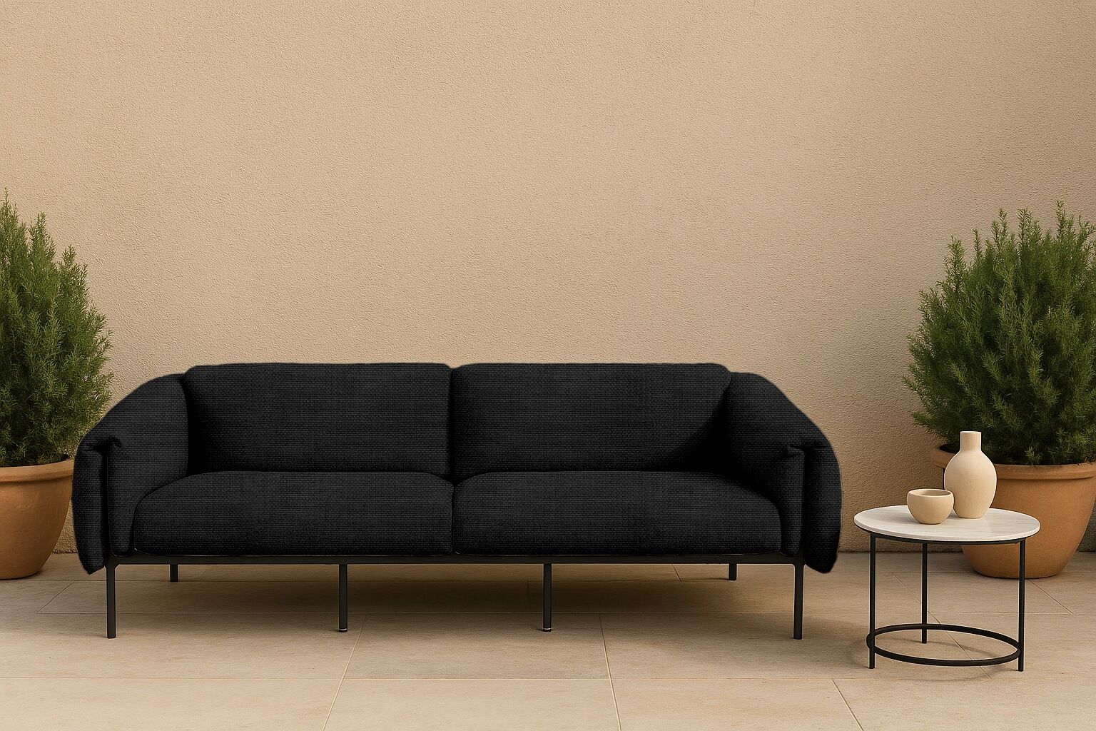 3-Sitzer GOODPRODUCT "Lumi", grau (davy grau), B:226cm H:73cm T:96cm, 100% Olefin, Sofas, 3-Sitzer, Outdoor Gartensofa, wetterfeste Materialien, Breite 228 cm davy grau B/H/T: 226cm x 73cm x 96cm, Struktur fein
